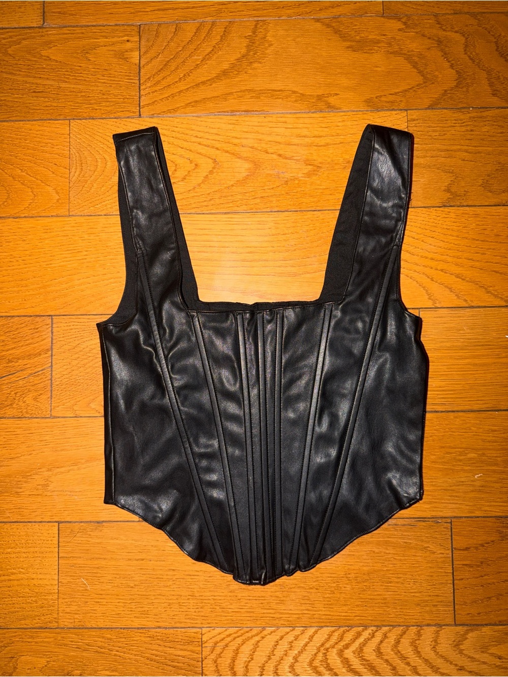 Black Faux Leather Corset Top